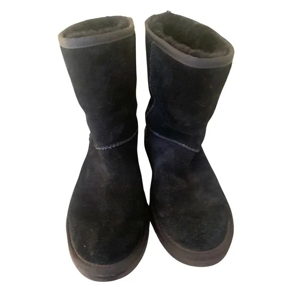 Koolaburra Ugg Women’s Boots 6 Ankle Black Suede Faux Fur Shearling Booties - Picture 2 of 6